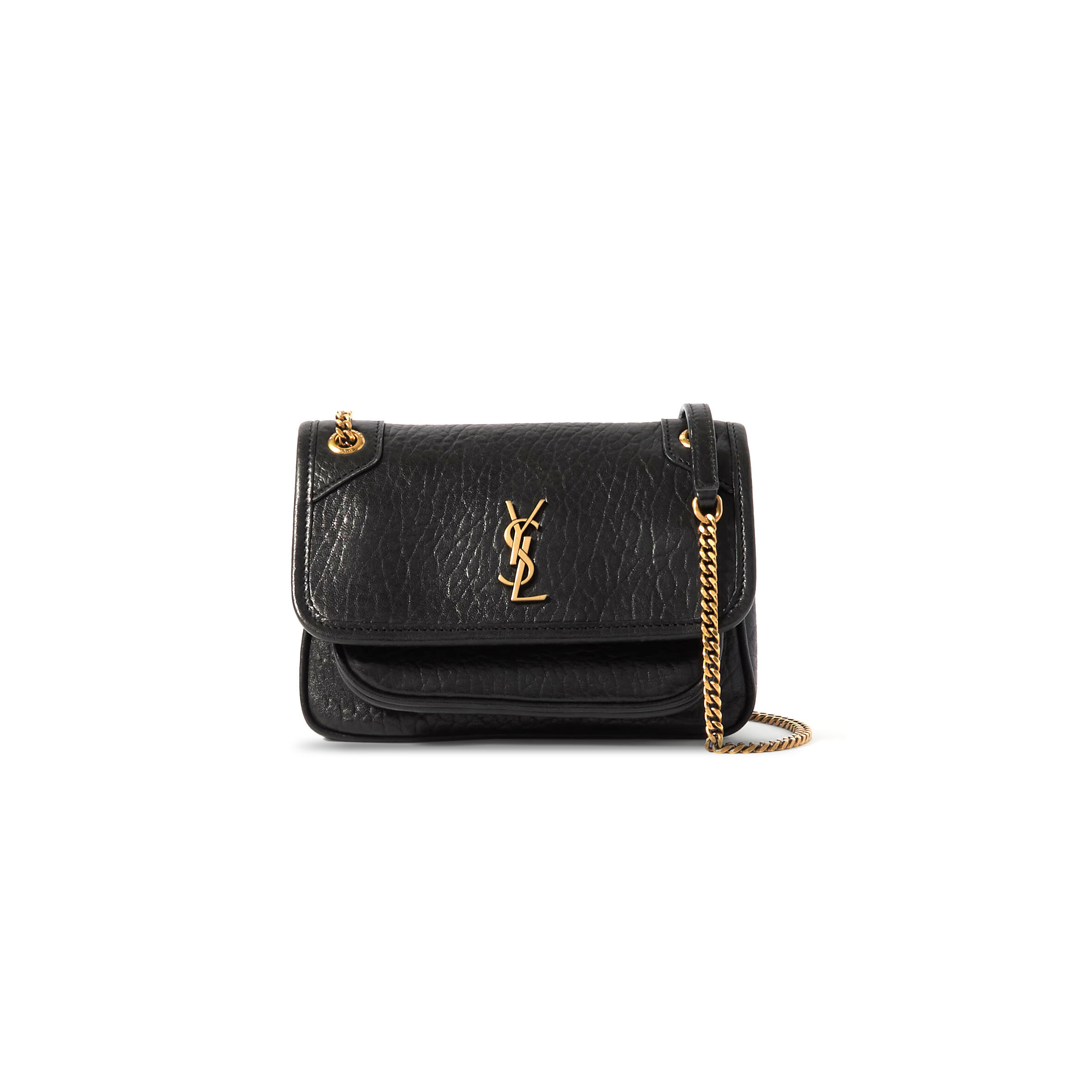 YSL NIKI CRINKLED-LEATHER SHOULDER BAG  (18.5*12*7cm) 